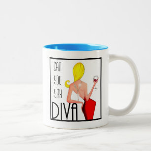 Caneca De Café Em Dois Tons Pode Dizer DIVA? Mug Café De Dois Tons