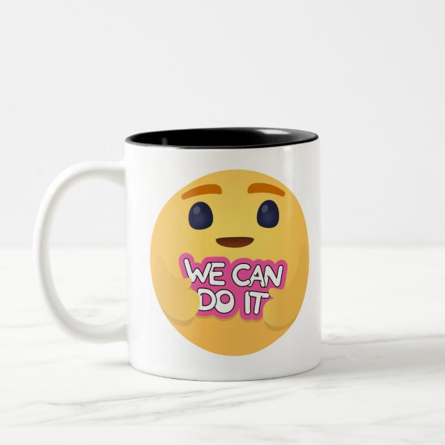 Caneca De Café Em Dois Tons Podemos Fazê-Lo Importando Emojis (Esquerda)