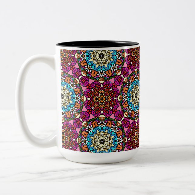 Caneca De Café Em Dois Tons Poder das Flores Jardim Groovy (Esquerda)