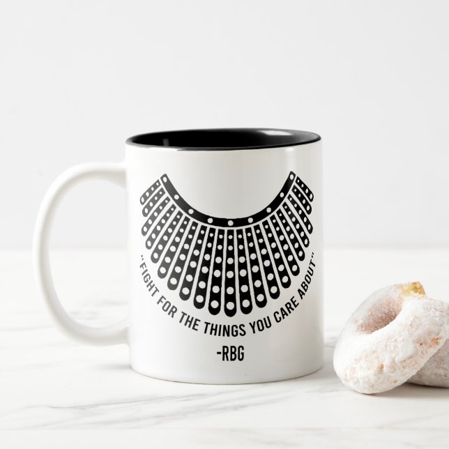 Caneca De Café Em Dois Tons Poder Menina, Rbg Nocivo, Ruth Bader Ginsburg (Com Donut)
