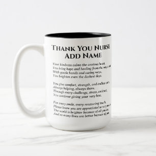 Caneca De Café Em Dois Tons Poema de Agradecimento a Enfermeira