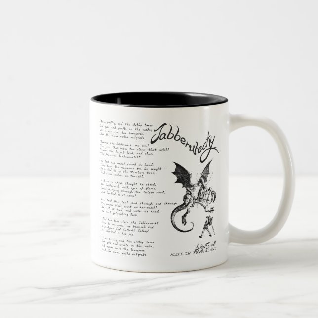 Caneca De Café Em Dois Tons Poema de Jabberwocky (Direita)