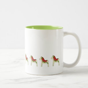 Caneca De Café Em Dois Tons Poinsettia Dala Horse, Caça Quente