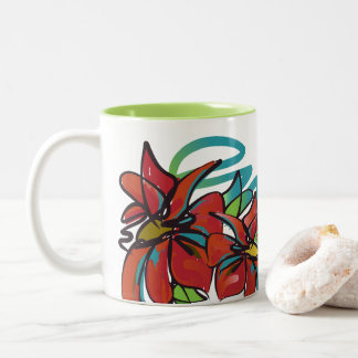 Caneca De Café Em Dois Tons Poinsettia Mug, duas tonalidades