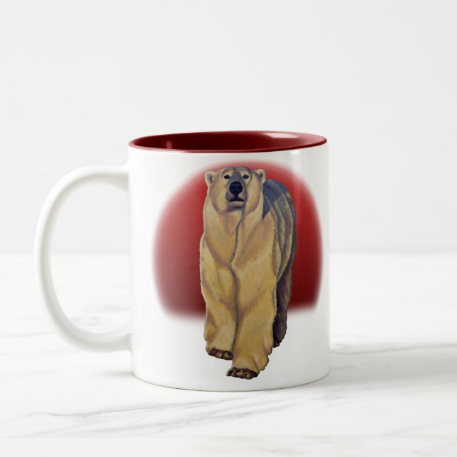 Caneca De Café Em Dois Tons Polar Bear Art Café Mug Willife Bear Cup (Esquerda)