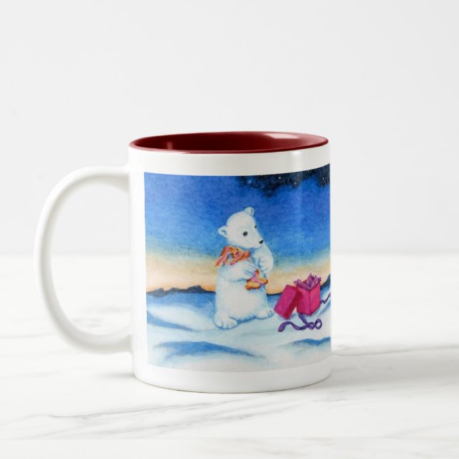 Caneca De Café Em Dois Tons Polar Bear Cub Coelhinho Enchido (Esquerda)