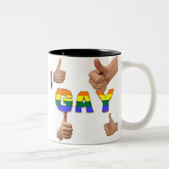 Caneca De Café Em Dois Tons Polegares alegres acima (Direita)