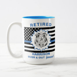 Caneca De Café Em Dois Tons Polícia Aposentada Limpa Linha Azul E Sai Engraçad