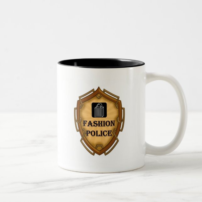 Caneca De Café Em Dois Tons Polícia da forma (Direita)
