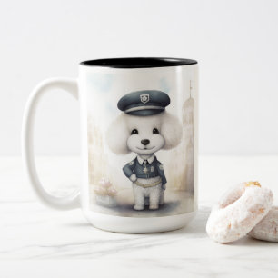 Caneca De Café Em Dois Tons Polícia de Poodle... patas em ação