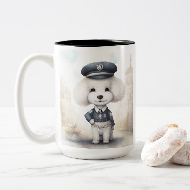 Caneca De Café Em Dois Tons Polícia Polícia Polícia.. Lei e Ordem (Com Donut)