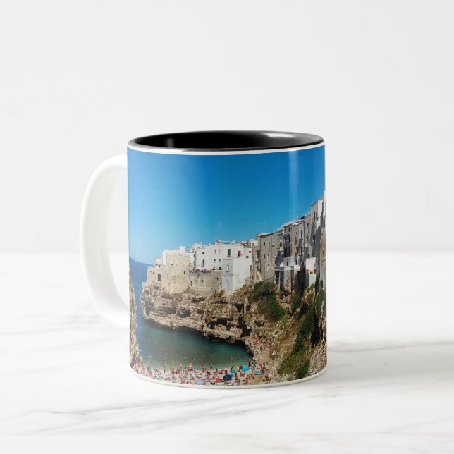 Caneca De Café Em Dois Tons Polignano Mare Bari Itália arquiteto histórico da  (Frente Esquerda)