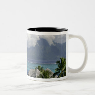 Caneca De Café Em Dois Tons Polinésia Francesa, Moorea. Vista da ilha