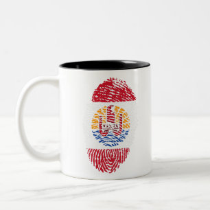 Caneca De Café Em Dois Tons Polinésia Francesa Sinalizador Impressão Digital