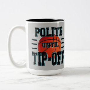 Caneca De Café Em Dois Tons Polite Até Desligar Humor De Basquete