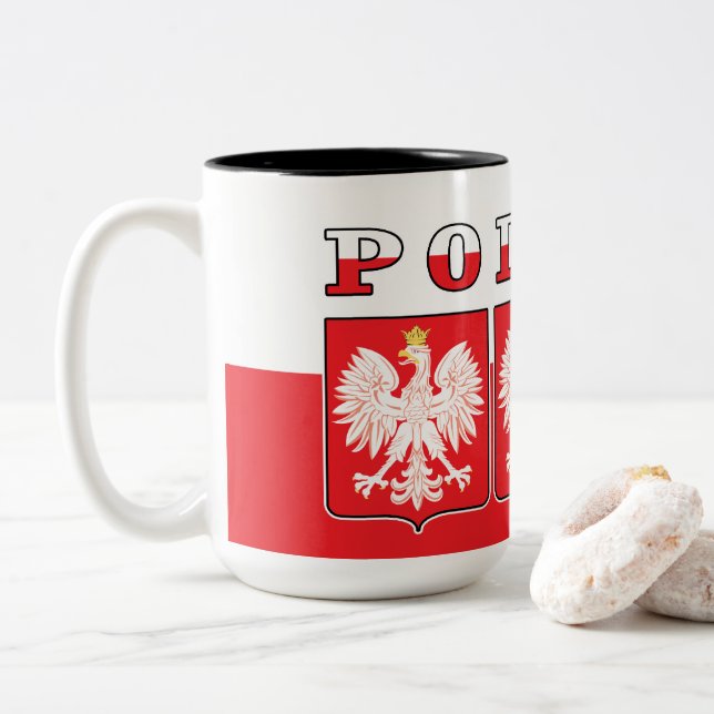 Caneca De Café Em Dois Tons Polska Eagle Flag Shields (Com Donut)