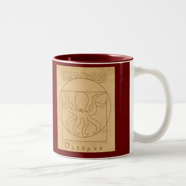Caneca De Café Em Dois Tons Polvo Engraçado (Direita)