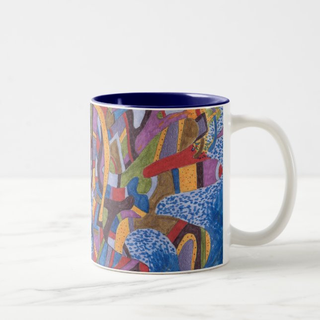Caneca De Café Em Dois Tons Polvo espacial, Abstrato Art Mug (Direita)