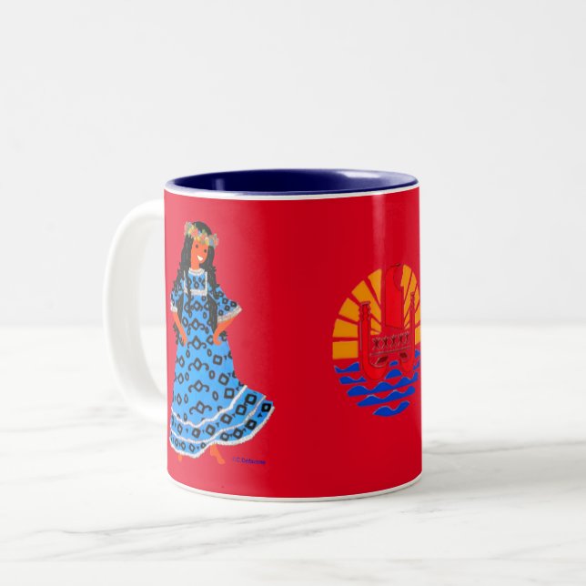 Caneca De Café Em Dois Tons Polynésie Française, Océan Pacifique (Frente Esquerda)
