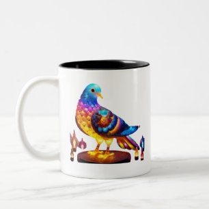 Caneca De Café Em Dois Tons Pombo Urbano Radiante