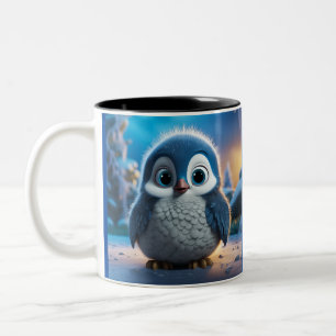 Caneca De Café Em Dois Tons Poncho - Um pinguim-bebê liso