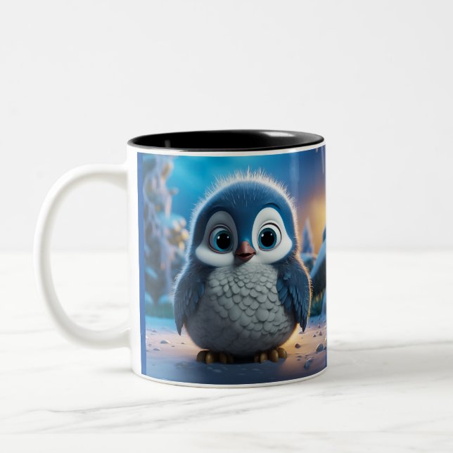 Caneca De Café Em Dois Tons Poncho - Um pinguim-bebê liso (Esquerda)
