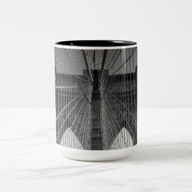 Caneca De Café Em Dois Tons Ponte de Brooklyn NYC (Centro)