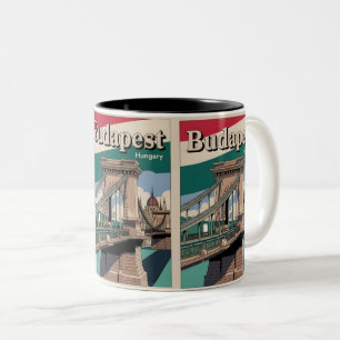 Caneca De Café Em Dois Tons ponte elizabeth vintage budapest hungria