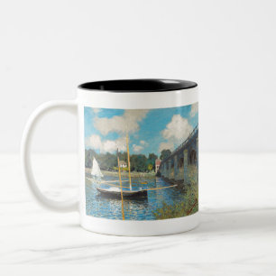 Caneca De Café Em Dois Tons Ponte no Argenteuil por Claude Monet