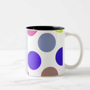 Caneca De Café Em Dois Tons Pontos Coloridos Azuis E Castanhos
