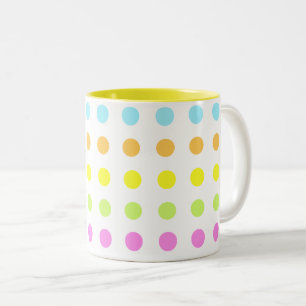 Caneca De Café Em Dois Tons Pontos Coloridos em Cores Pastel