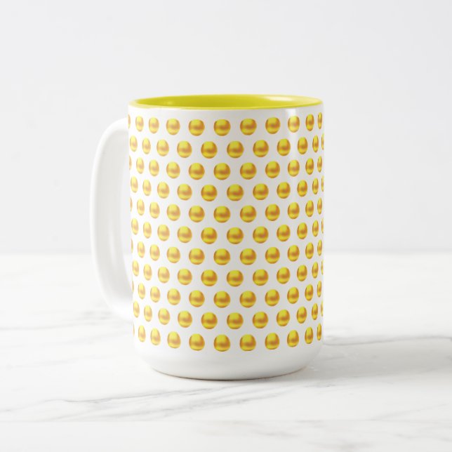 Caneca De Café Em Dois Tons Pontos Dourados Elegantes Modernos em Branco (Frente Esquerda)
