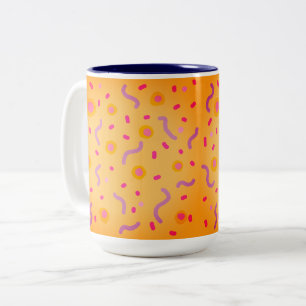 Caneca De Café Em Dois Tons Pontos e Linhas 