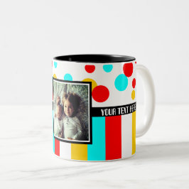 Caneca De Café Em Dois Tons Pontos e listras da foto