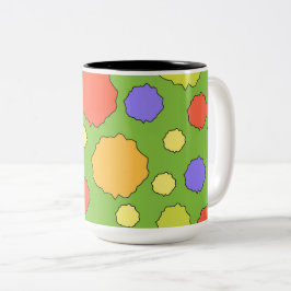 Caneca De Café Em Dois Tons Pontos geométricos coloridos retrô