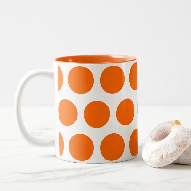Caneca De Café Em Dois Tons Pontos Grandes (Com Donut)