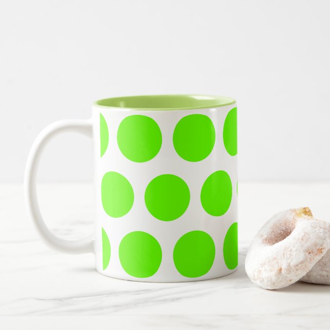 Caneca De Café Em Dois Tons Pontos Grandes (Com Donut)