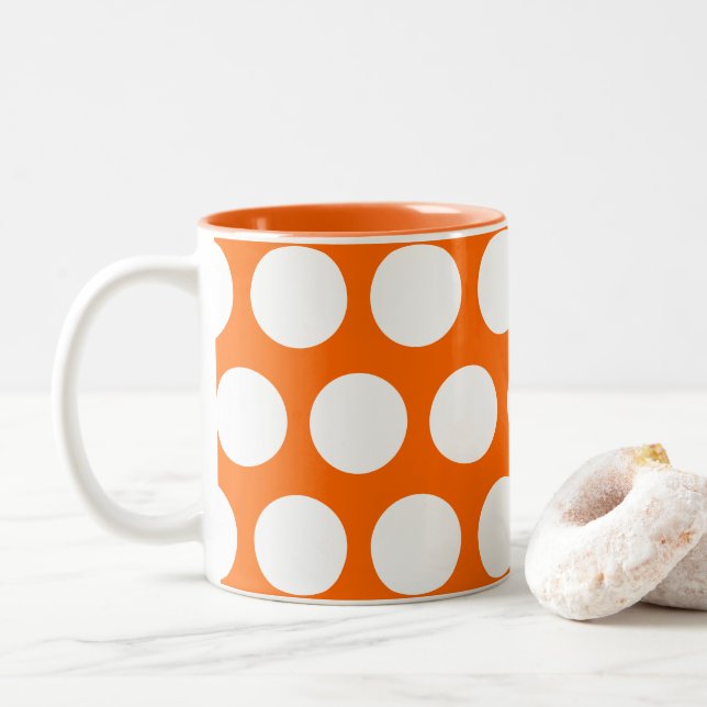 Caneca De Café Em Dois Tons Pontos Grandes (Com Donut)