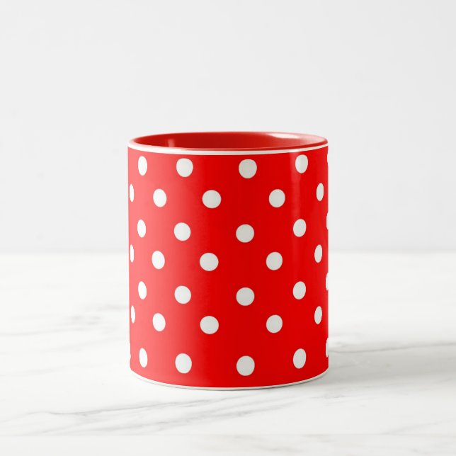 CANECA DE CAFÉ EM DOIS TONS PONTOS POLKA VERMELHOS E BRANCOS (Centro)