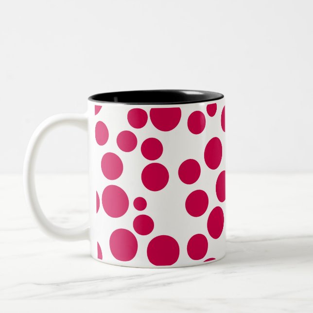 Caneca De Café Em Dois Tons pontos vermelhos em um fundo branco (Esquerda)