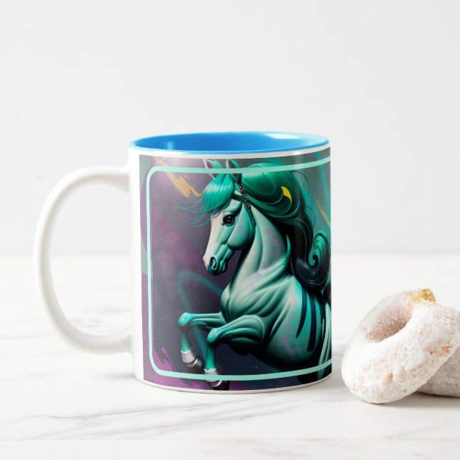 Caneca De Café Em Dois Tons Pony Espírito 3D 24 (Com Donut)