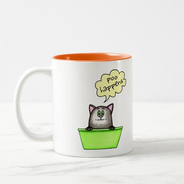 Caneca De Café Em Dois Tons Poo Acontece Mug (Esquerda)