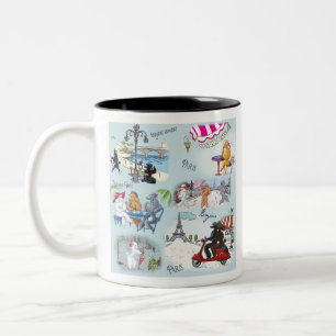 Caneca De Café Em Dois Tons Poodle Collage Paris