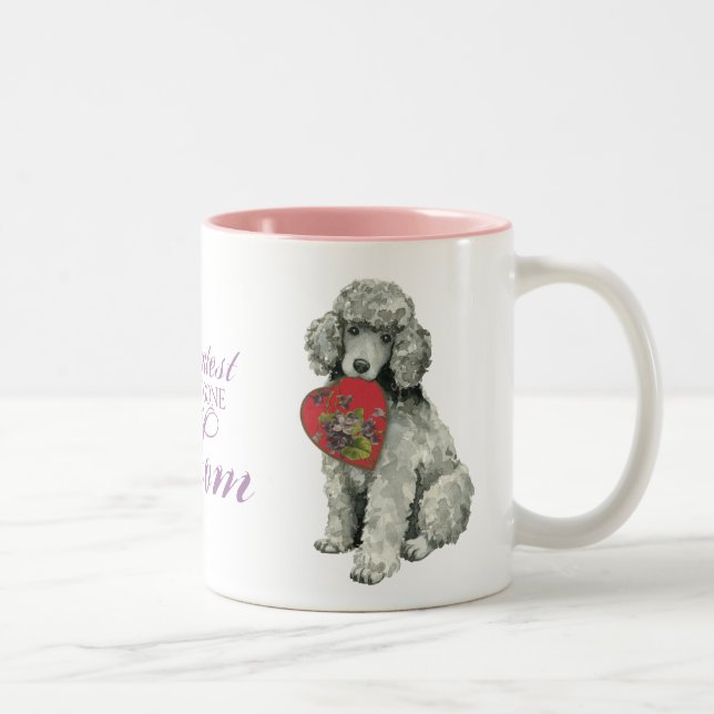 Caneca De Café Em Dois Tons Poodle Heart Mãe (Direita)