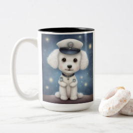 Caneca De Café Em Dois Tons Poodle K9 Hero...Proteja & Servir