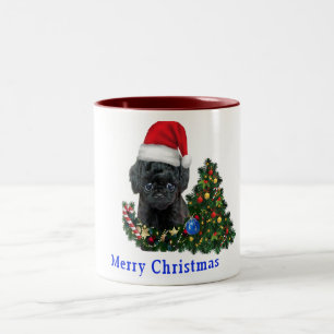 Caneca De Café Em Dois Tons Poodle Natal