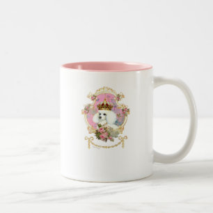 Caneca De Café Em Dois Tons Poodle Princess em Rosas Rosa