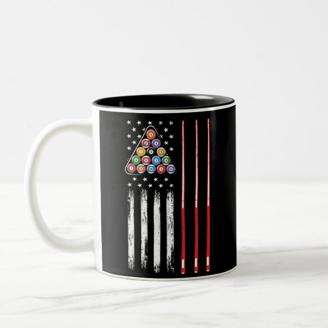 Caneca De Café Em Dois Tons Pool Player American Flag (Esquerda)