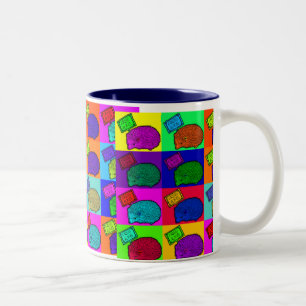 Caneca De Café Em Dois Tons Pop art colorido Popart do ouriço livre dos