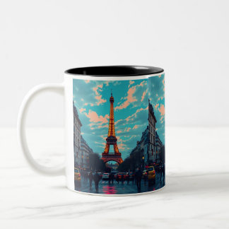 Caneca De Café Em Dois Tons Pop Art Paris - Vibrante paisagem digital